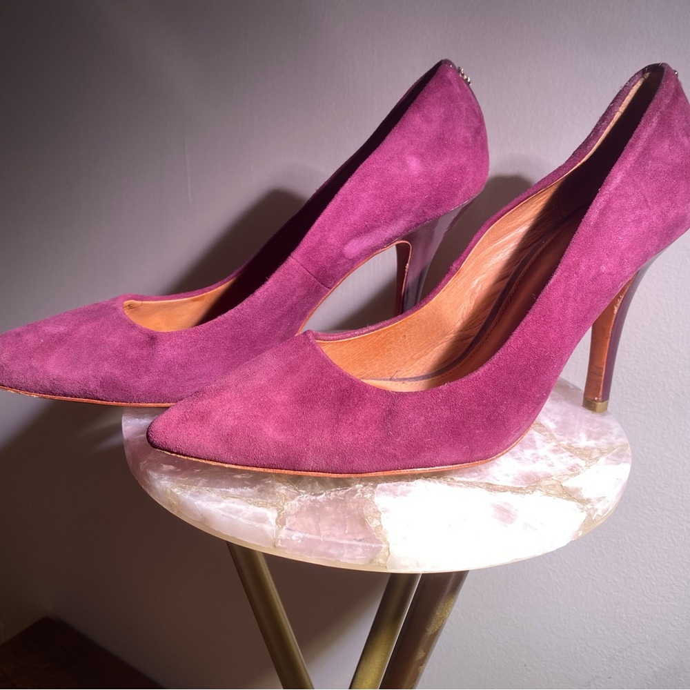 Coach Suede Heels in Deep Purple